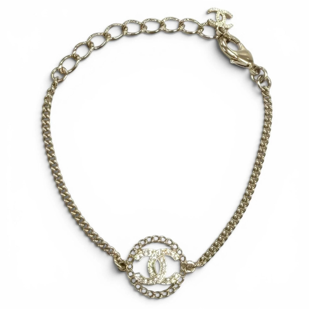 CHANEL Gold Logo Charm Bracelet